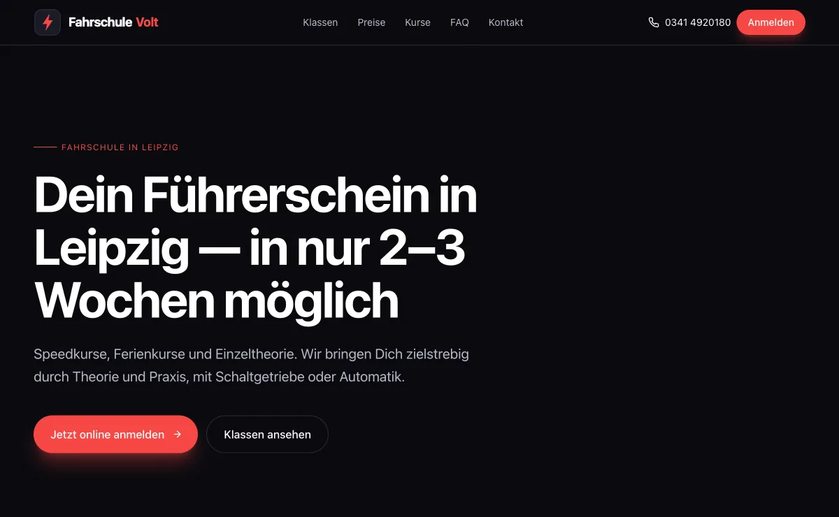 Demo-Webseite: dunkel und modern