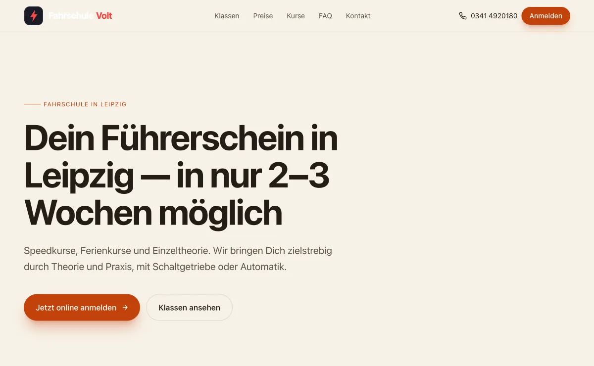 Demo-Webseite: warm und einladend